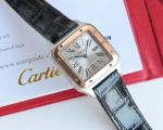 TW Factory Cartier Santos-Dumont 46.6*33.9mm Quartz Movement TT RG Case Black Leather Strap imported cartier cufflinks Watch